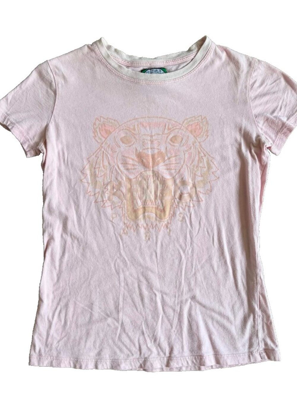 Kenzo Paris Tiger T-Shirt Baby Tee Pink Size S 2015 Pastel Jungle Authentic